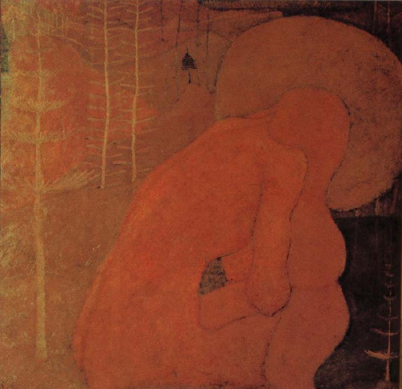  Nude of female in wold